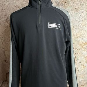 Puma quarter zip long sleeve pull over. Gray and black.